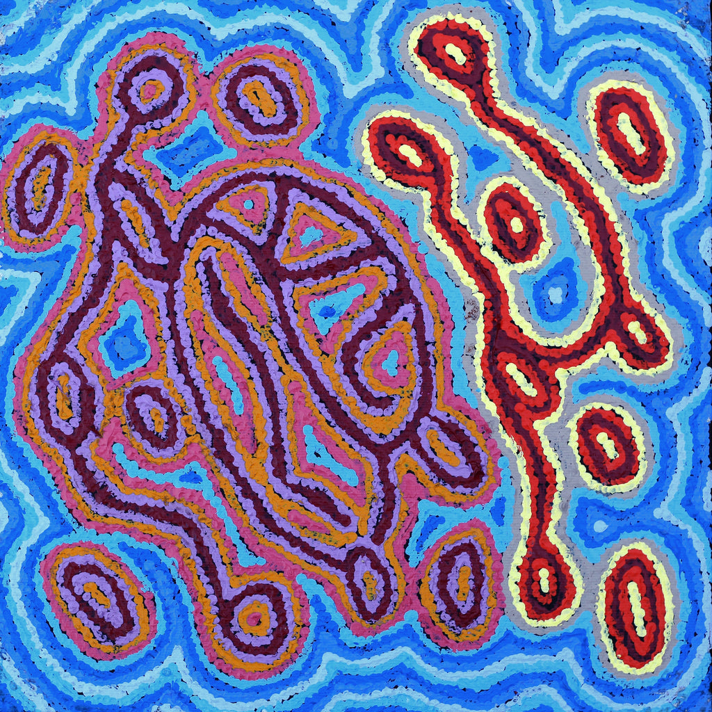 Aboriginal Artwork by Kelly Napanangka Michaels, Lappi Lappi Jukurrpa (Lappi Lappi Dreaming), 30x30cm
