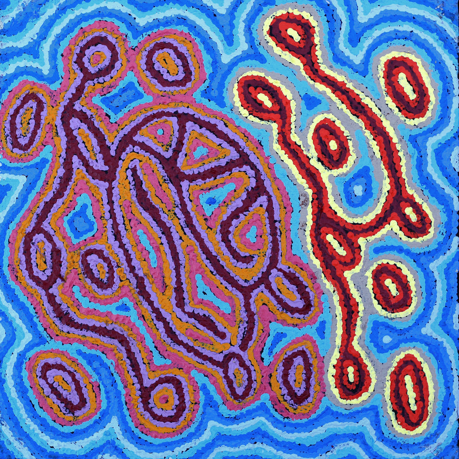 Aboriginal Artwork by Kelly Napanangka Michaels, Lappi Lappi Jukurrpa (Lappi Lappi Dreaming), 30x30cm