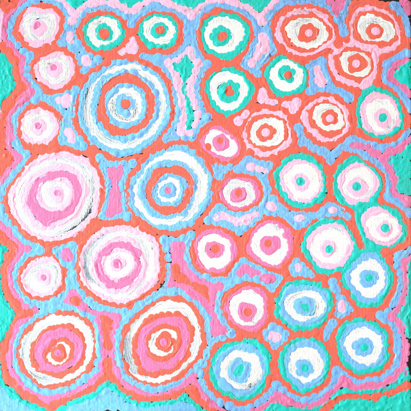 Aboriginal Artwork by Kelly Napangardi Michaels, Mina Mina Jukurrpa (Mina Mina Dreaming) - Ngalyipi, 30x30cm