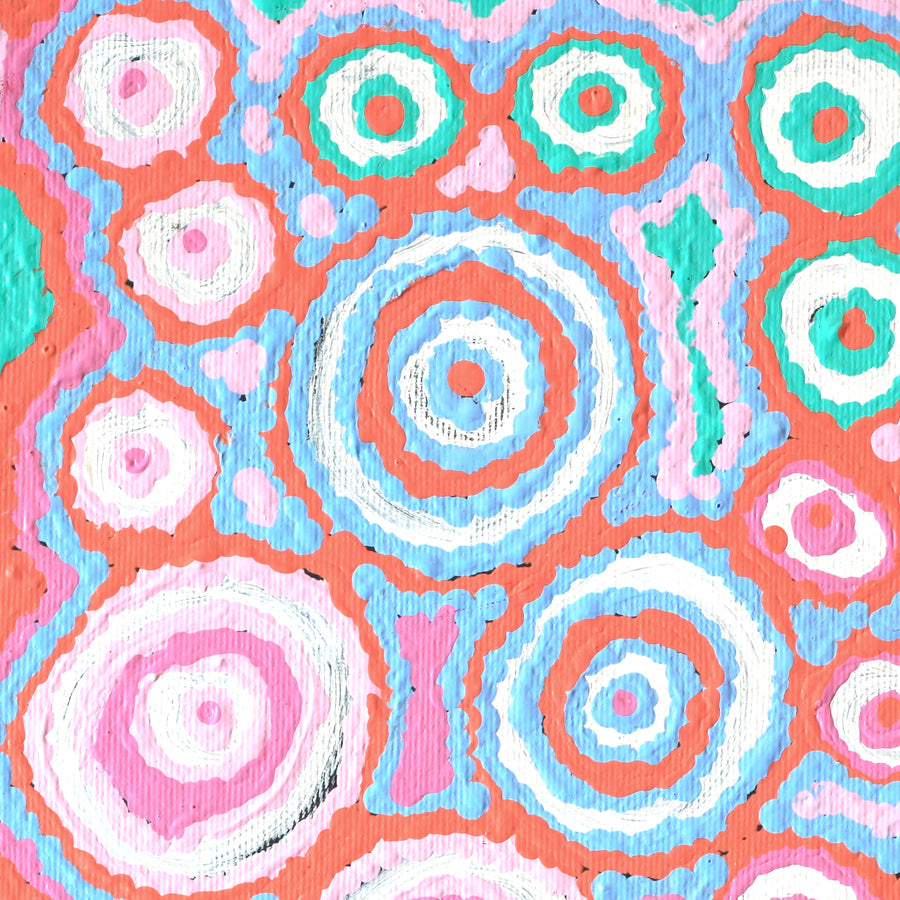 Aboriginal Artwork by Kelly Napangardi Michaels, Mina Mina Jukurrpa (Mina Mina Dreaming) - Ngalyipi, 30x30cm