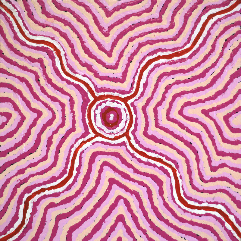 Aboriginal Artwork by Kelly Napangardi Michaels, Mina Mina Jukurrpa (Mina Mina Dreaming) - Ngalyipi, 30x30cm