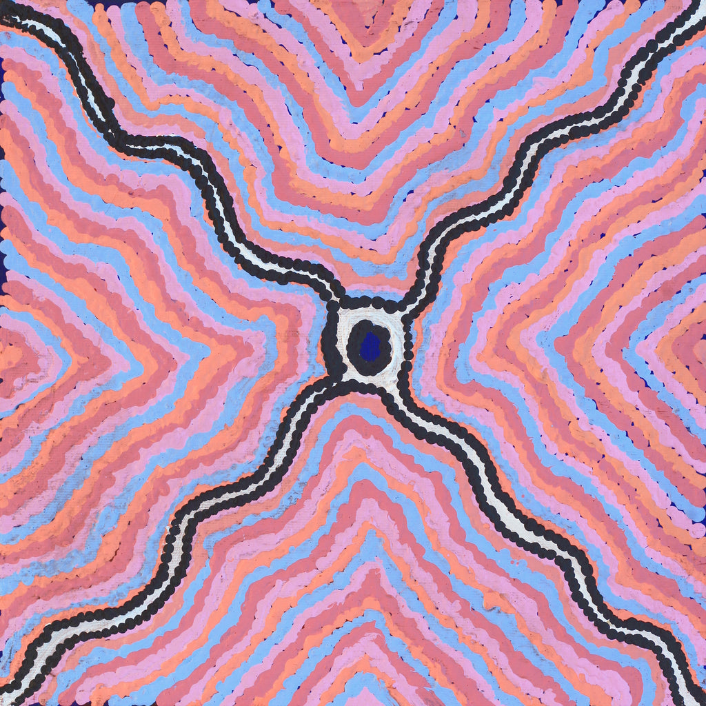 Aboriginal Artwork by Kelly Napangardi Michaels, Mina Mina Jukurrpa (Mina Mina Dreaming) - Ngalyipi, 30x30cm