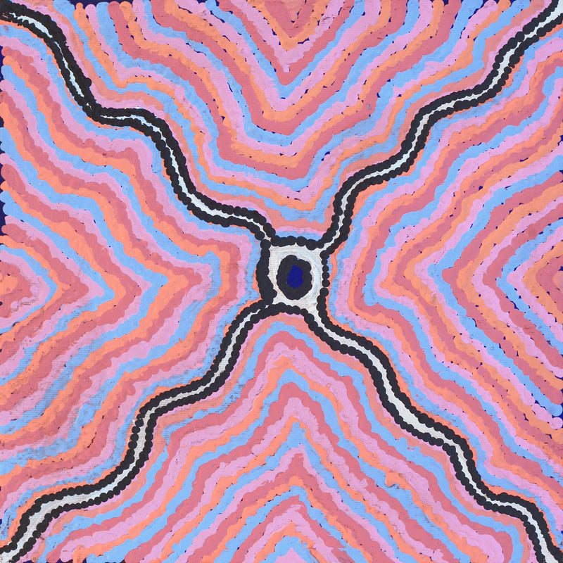 Aboriginal Artwork by Kelly Napangardi Michaels, Mina Mina Jukurrpa (Mina Mina Dreaming) - Ngalyipi, 30x30cm