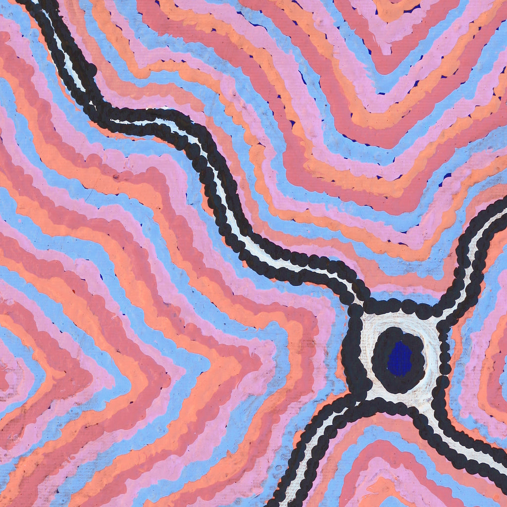 Aboriginal Artwork by Kelly Napangardi Michaels, Mina Mina Jukurrpa (Mina Mina Dreaming) - Ngalyipi, 30x30cm