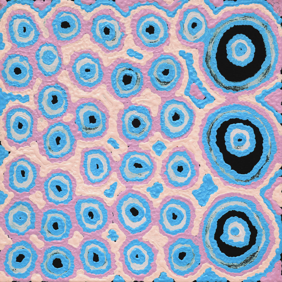 Aboriginal Artwork by Kelly Napangardi Michaels, Mina Mina Jukurrpa (Mina Mina Dreaming) - Ngalyipi, 30x30cm