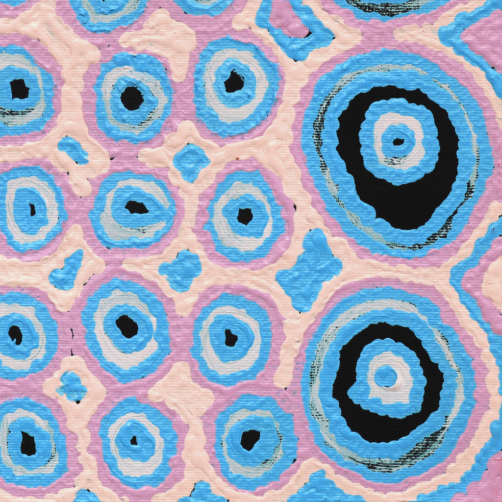 Aboriginal Artwork by Kelly Napangardi Michaels, Mina Mina Jukurrpa (Mina Mina Dreaming) - Ngalyipi, 30x30cm