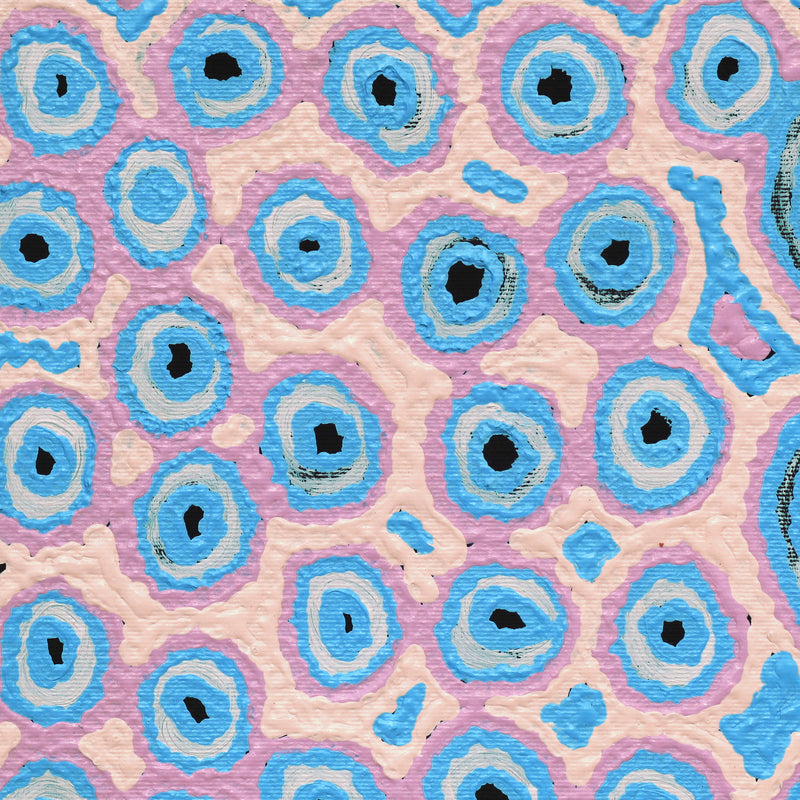 Aboriginal Artwork by Kelly Napangardi Michaels, Mina Mina Jukurrpa (Mina Mina Dreaming) - Ngalyipi, 30x30cm