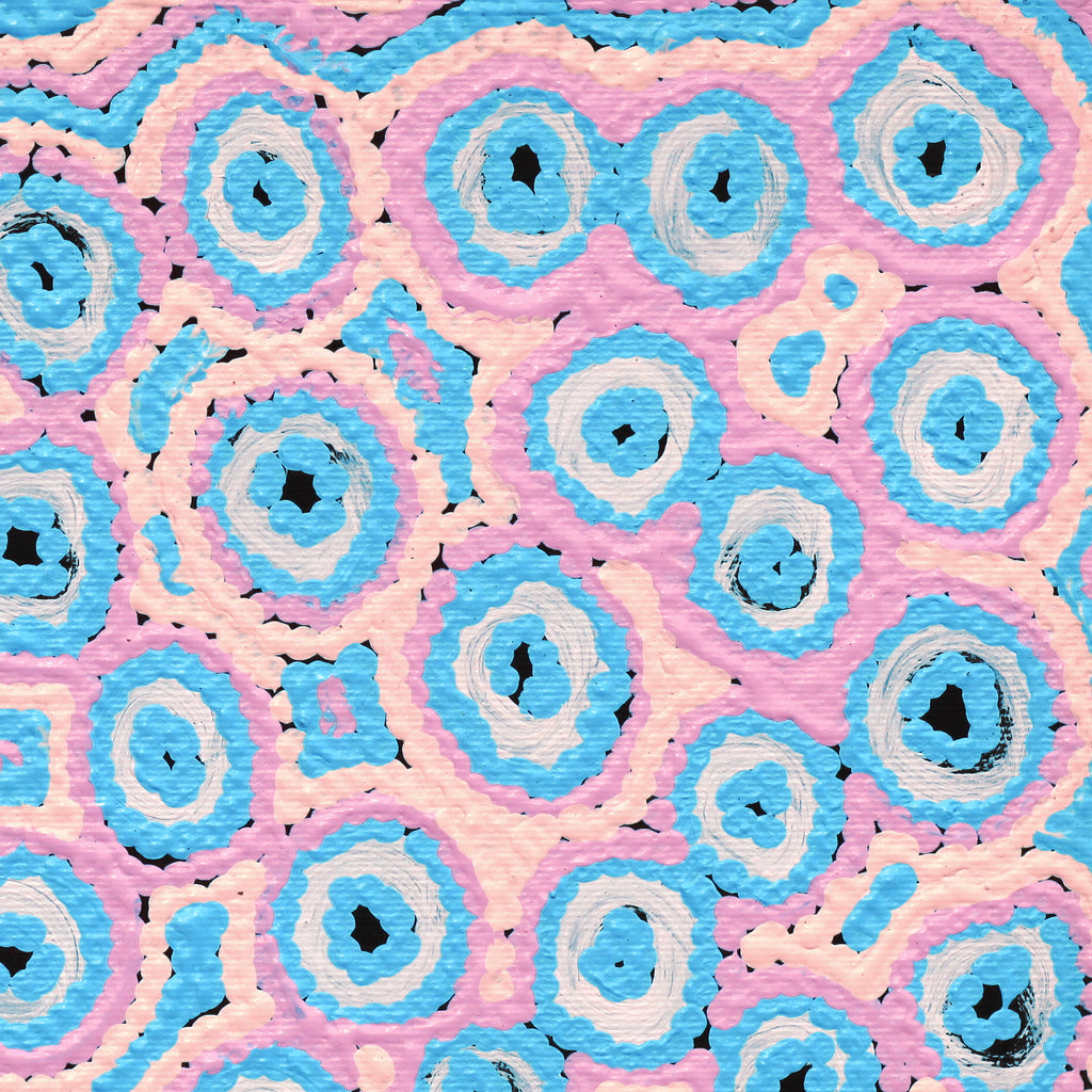 Aboriginal Artwork by Kelly Napangardi Michaels, Mina Mina Jukurrpa (Mina Mina Dreaming) - Ngalyipi, 30x30cm