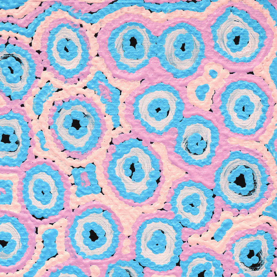 Aboriginal Artwork by Kelly Napangardi Michaels, Mina Mina Jukurrpa (Mina Mina Dreaming) - Ngalyipi, 30x30cm