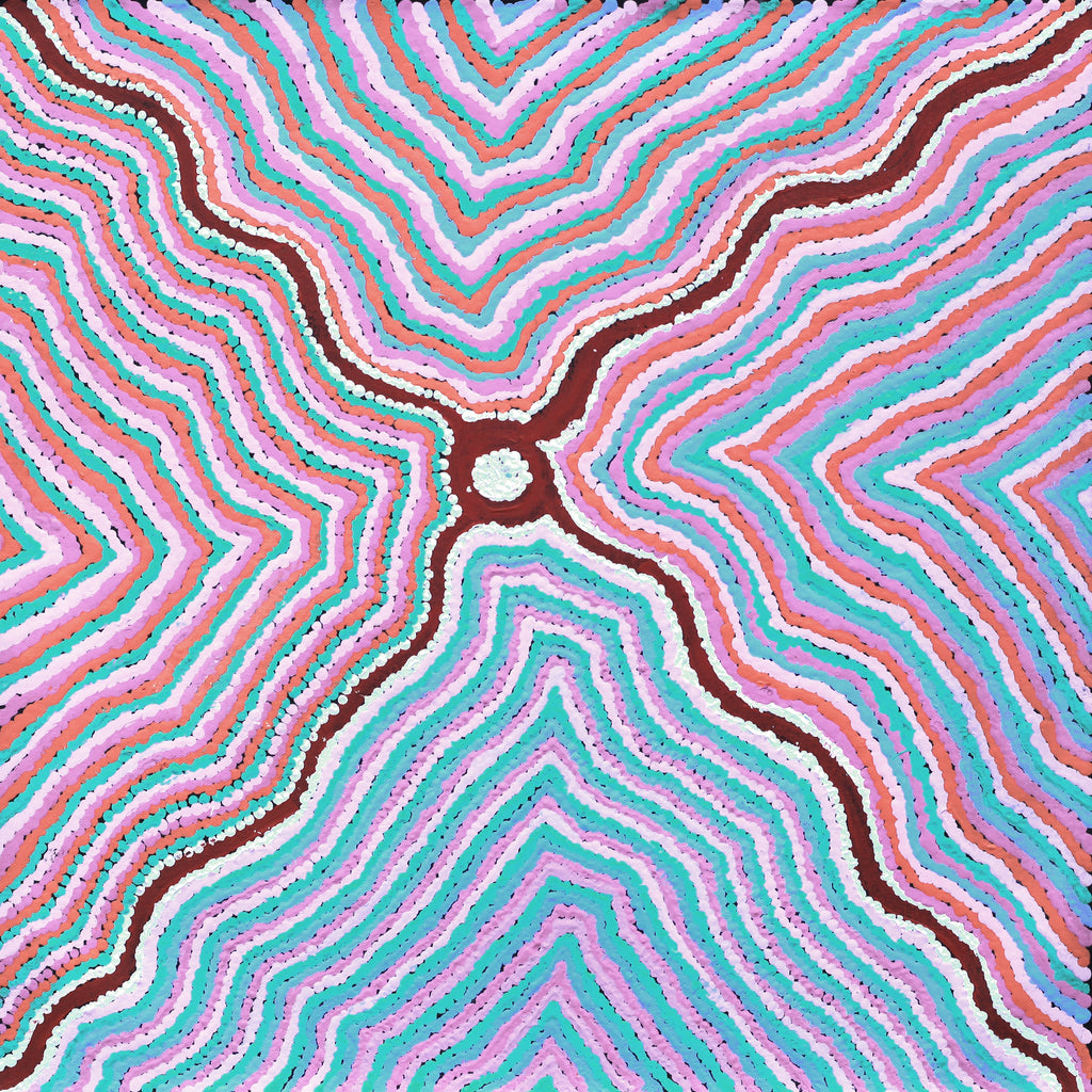 Aboriginal Artwork by Kelly Napangardi Michaels, Mina Mina Jukurrpa - Ngalyipi, 46x46cm