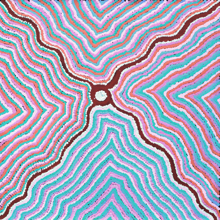 Aboriginal Artwork by Kelly Napangardi Michaels, Mina Mina Jukurrpa - Ngalyipi, 46x46cm