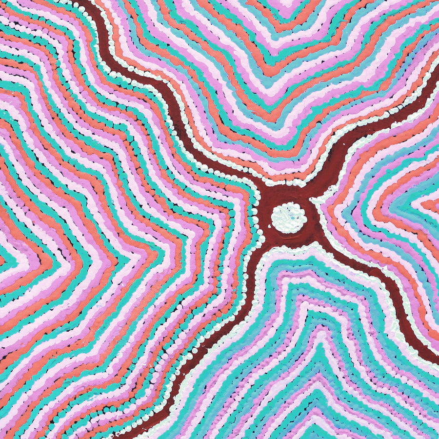 Aboriginal Artwork by Kelly Napangardi Michaels, Mina Mina Jukurrpa - Ngalyipi, 46x46cm
