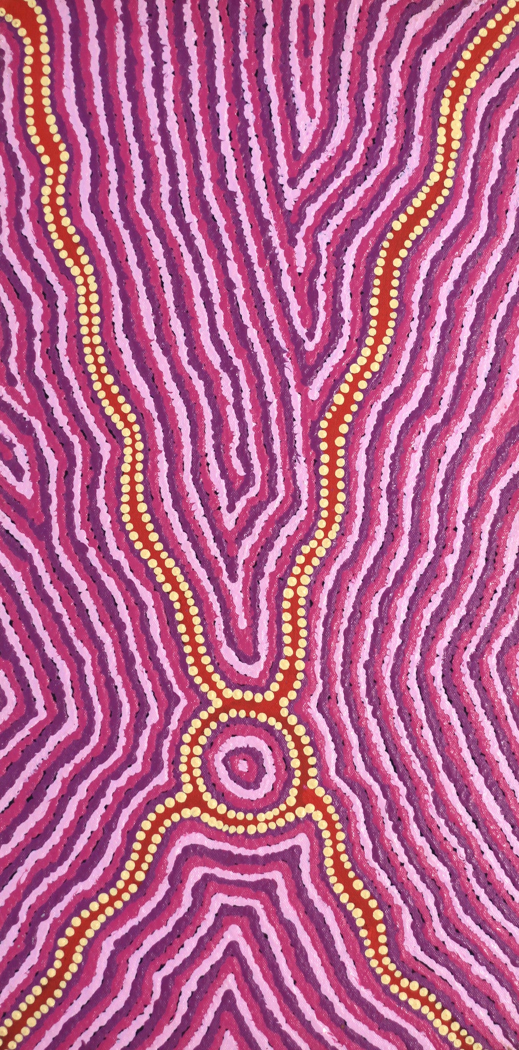 Aboriginal Artwork by Kelly Napangardi Michaels, Mina Mina Jukurrpa (Mina Mina Dreaming) - Ngalyipi, 61x30cm