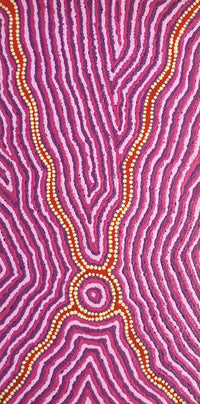 Aboriginal Artwork by Kelly Napangardi Michaels, Mina Mina Jukurrpa (Mina Mina Dreaming) - Ngalyipi, 61x30cm