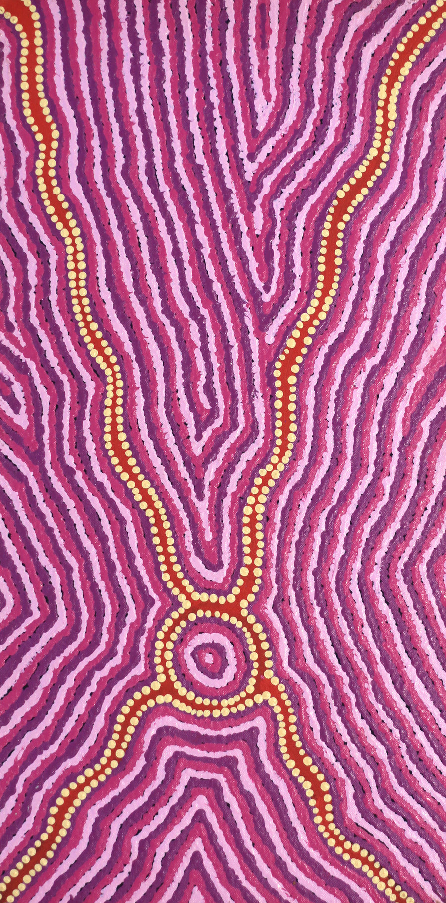 Aboriginal Artwork by Kelly Napangardi Michaels, Mina Mina Jukurrpa (Mina Mina Dreaming) - Ngalyipi, 61x30cm