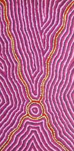 Aboriginal Artwork by Kelly Napangardi Michaels, Mina Mina Jukurrpa (Mina Mina Dreaming) -  Ngalyipi, 61x30cm - ART ARK®