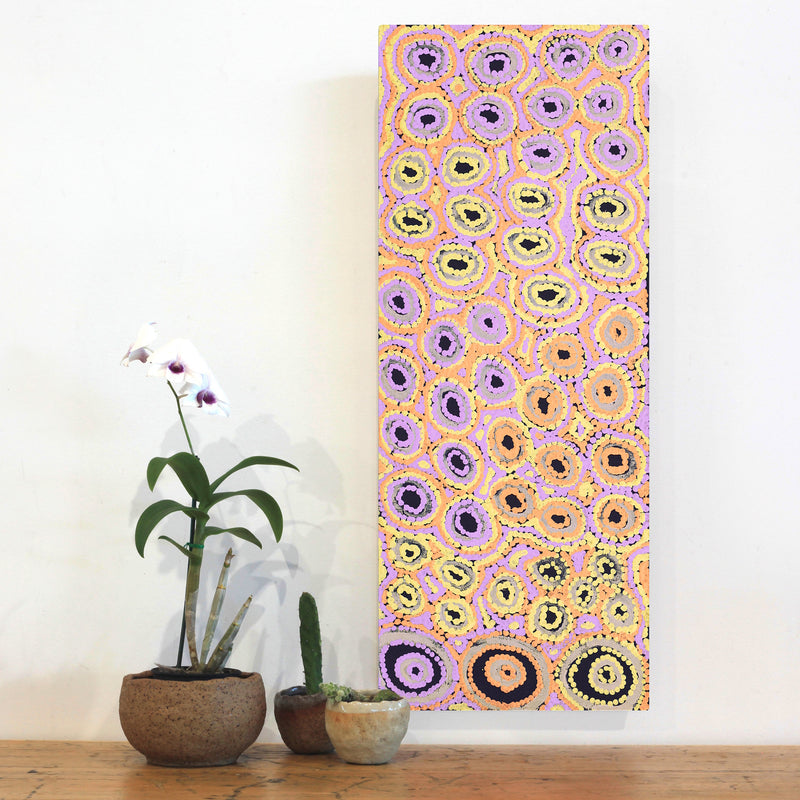 Aboriginal Artwork by Kelly Napangardi Michaels, Mina Mina Jukurrpa - Ngalyipi, 76x30cm