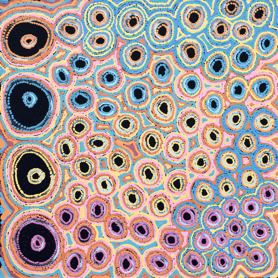 Aboriginal Artwork by Kelly Napangardi Michaels, Mina Mina Jukurrpa (Mina Mina Dreaming) - Ngalyipi, 76x76cm