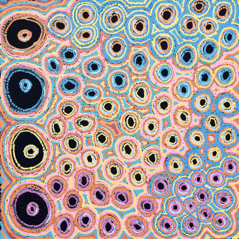 Aboriginal Artwork by Kelly Napangardi Michaels, Mina Mina Jukurrpa (Mina Mina Dreaming) - Ngalyipi, 76x76cm