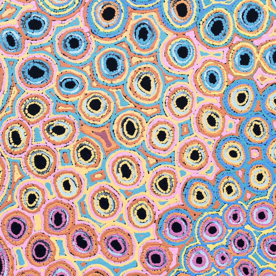 Aboriginal Artwork by Kelly Napangardi Michaels, Mina Mina Jukurrpa (Mina Mina Dreaming) - Ngalyipi, 76x76cm