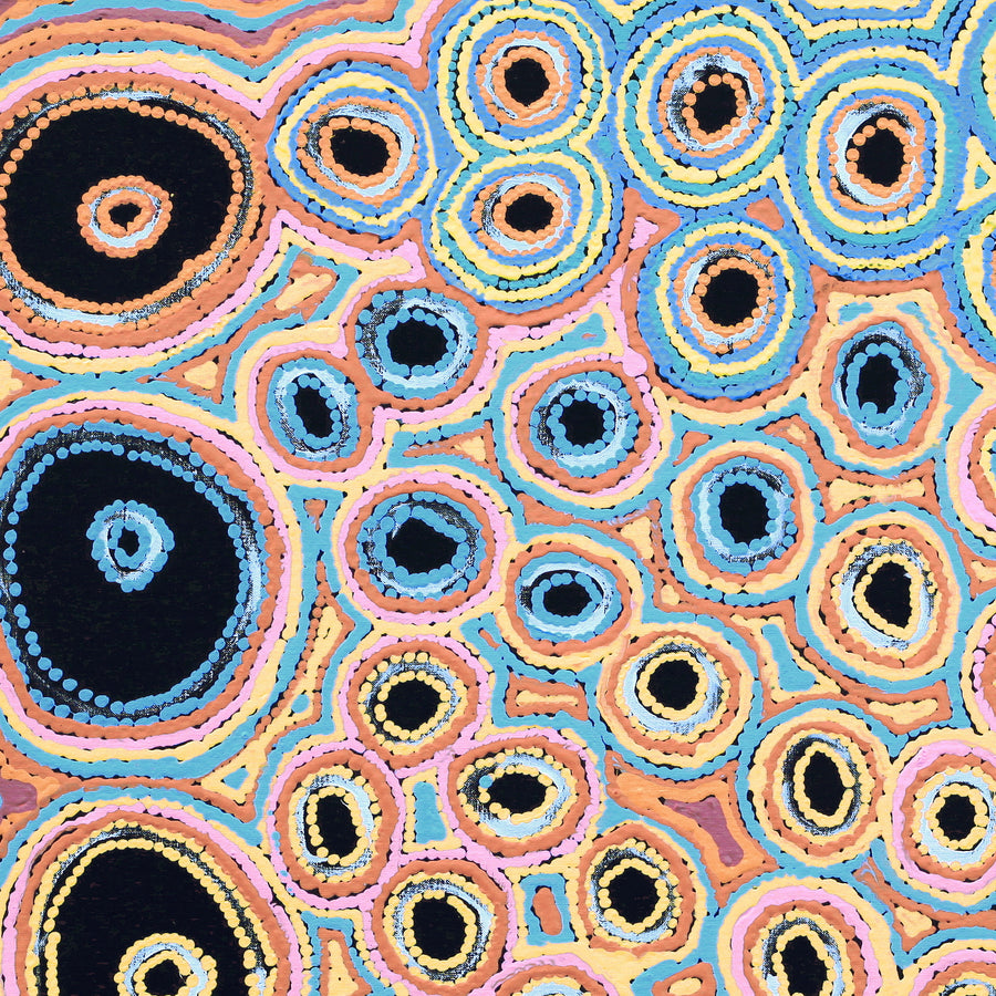 Aboriginal Artwork by Kelly Napangardi Michaels, Mina Mina Jukurrpa (Mina Mina Dreaming) - Ngalyipi, 76x76cm