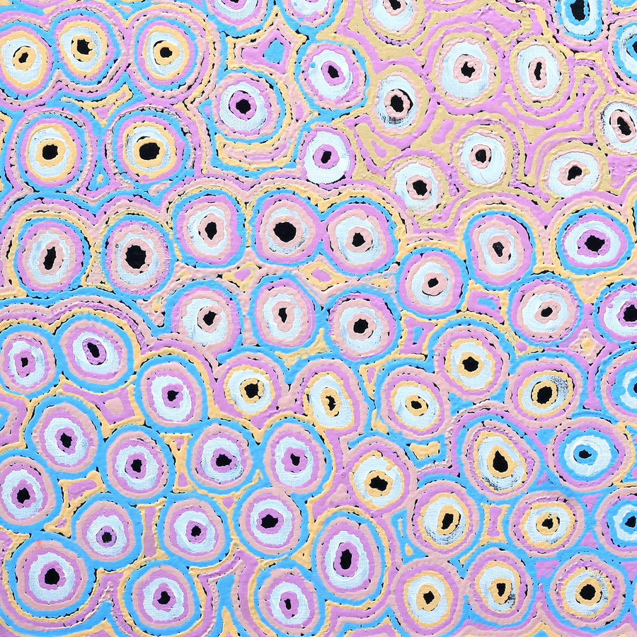 Aboriginal Artwork by Kelly Napangardi Michaels, Mina Mina Dreaming - Ngalyipi, 91x91cm