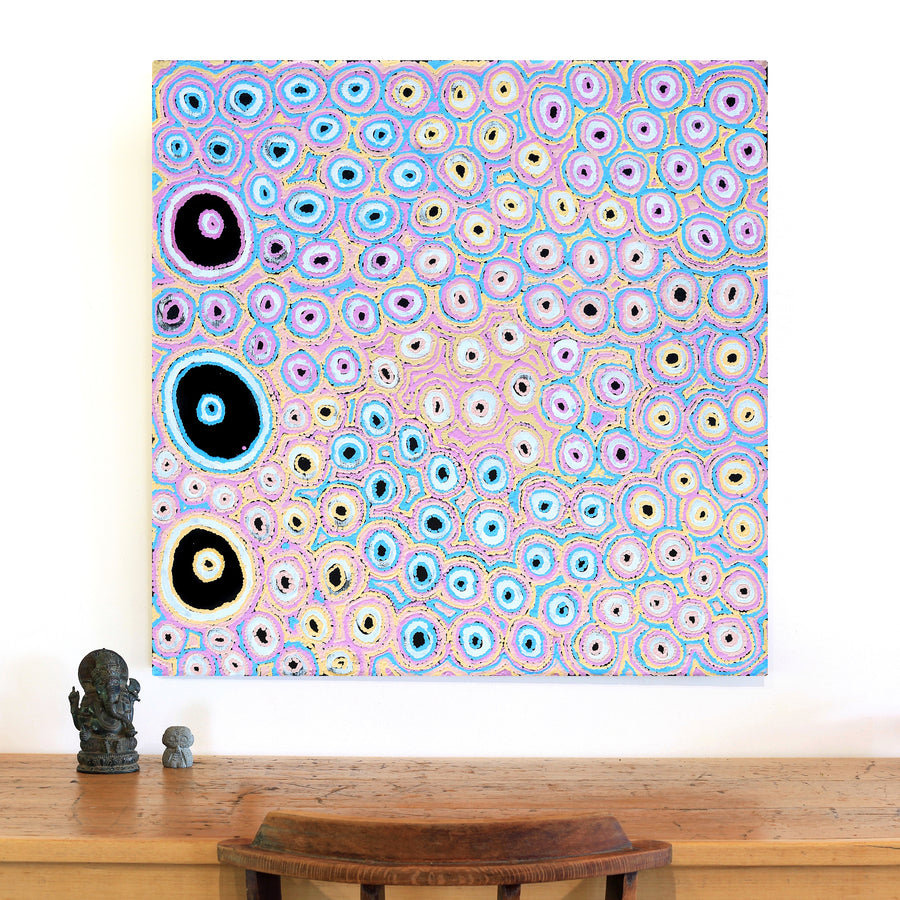 Aboriginal Artwork by Kelly Napangardi Michaels, Mina Mina Dreaming - Ngalyipi, 91x91cm