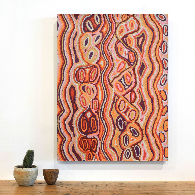Aboriginal Artwork by Kelly Napanangka Michaels, Mina Mina Dreaming - Ngalyipi, 61x46cm
