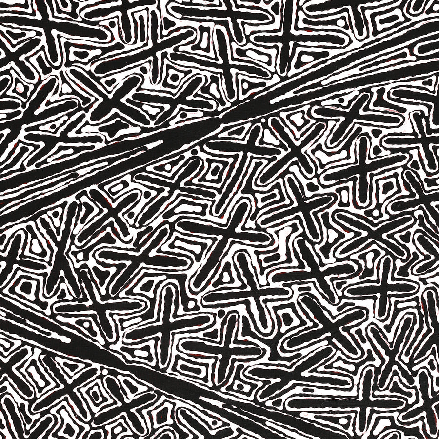 Aboriginal Artwork by Kenneth Jungarrayi Martin, Ngatijirri Jukurrpa (Budgerigar Dreaming), 107x61cm