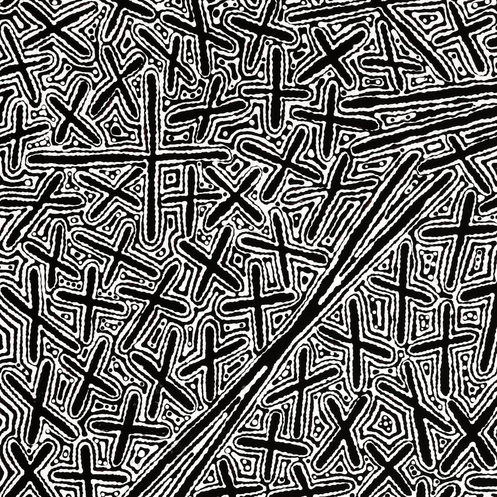 Aboriginal Artwork by Kenneth Jungarrayi Martin, Ngatijirri Jukurrpa (Budgerigar Dreaming), 107x91cm