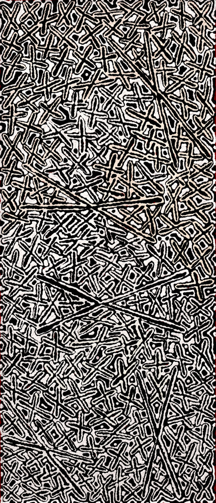 Aboriginal Artwork by Kenneth Jungarrayi Martin, Ngatijirri Jukurrpa (Budgerigar Dreaming), 30x30cm