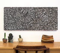 Aboriginal Artwork by Kenneth Jungarrayi Martin, Ngatijirri Jukurrpa (Budgerigar Dreaming), 107x46cm