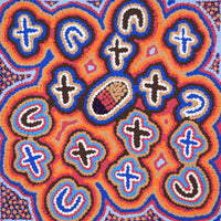 Aboriginal Artwork by Kenneth Jungarrayi Martin, Ngatijirri Jukurrpa (Budgerigar Dreaming), 30x30cm