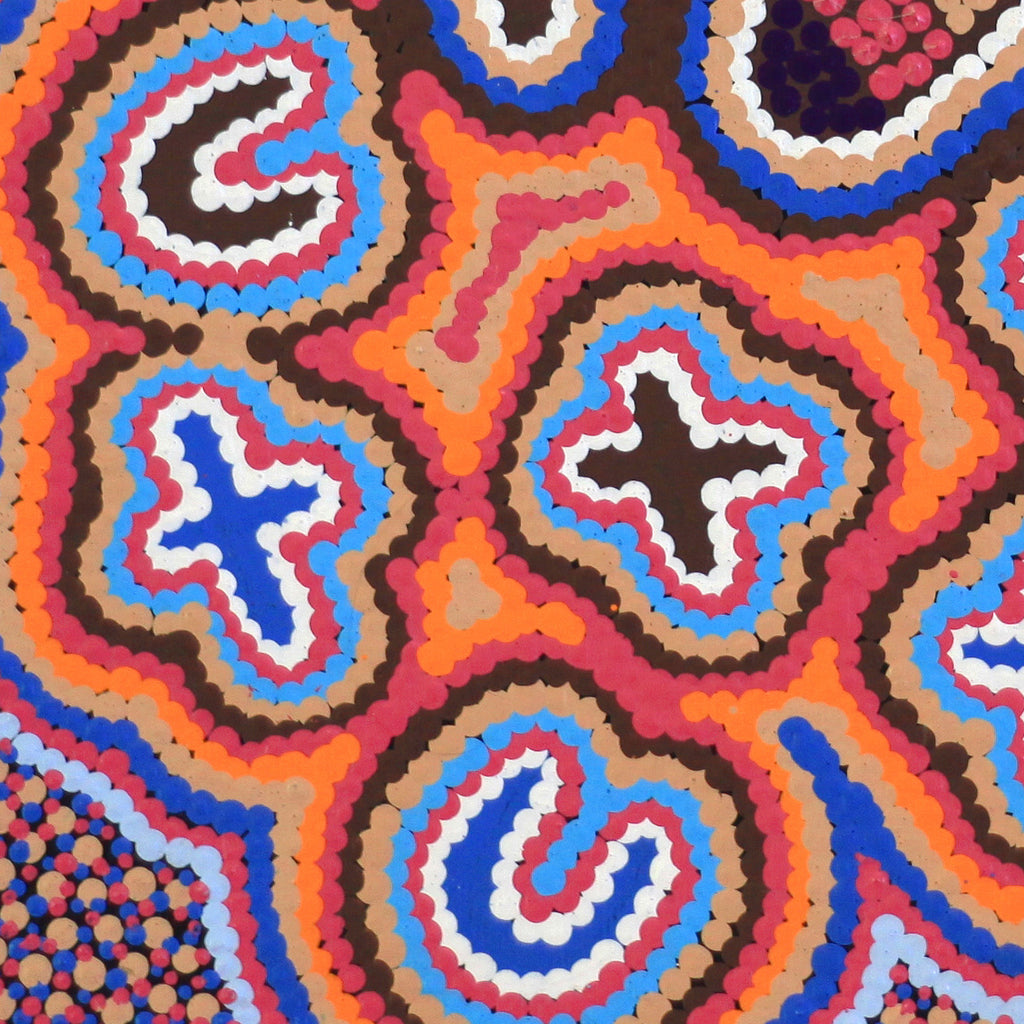 Aboriginal Artwork by Kenneth Jungarrayi Martin, Ngatijirri Jukurrpa (Budgerigar Dreaming), 30x30cm