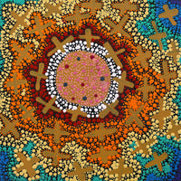 Aboriginal Artwork by Kershini Napaljarri Collins, Ngatijirri Jukurrpa (Budgerigar Dreaming), 30x30cm