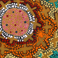 Aboriginal Artwork by Kershini Napaljarri Collins, Ngatijirri Jukurrpa (Budgerigar Dreaming), 30x30cm