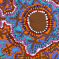 Aboriginal Artwork by Kershini Napaljarri Collins, Ngatijirri Jukurrpa (Budgerigar Dreaming), 30x30cm