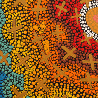 Aboriginal Artwork by Kershini Napaljarri Collins, Ngatijirri Jukurrpa (Budgerigar Dreaming), 30x30cm