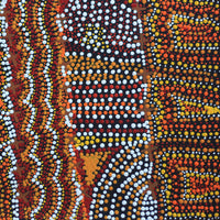 Aboriginal Artwork by Kershini Napaljarri Collins, Ngatijirri Jukurrpa (Budgerigar Dreaming), 46x46cm