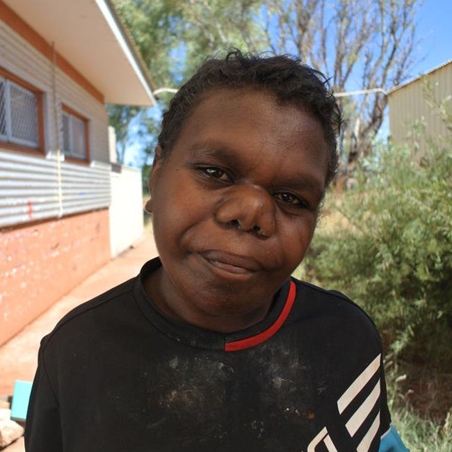 Aboriginal Artwork by Kershini Napaljarri Collins, Ngatijirri Jukurrpa (Budgerigar Dreaming), 76x30cm