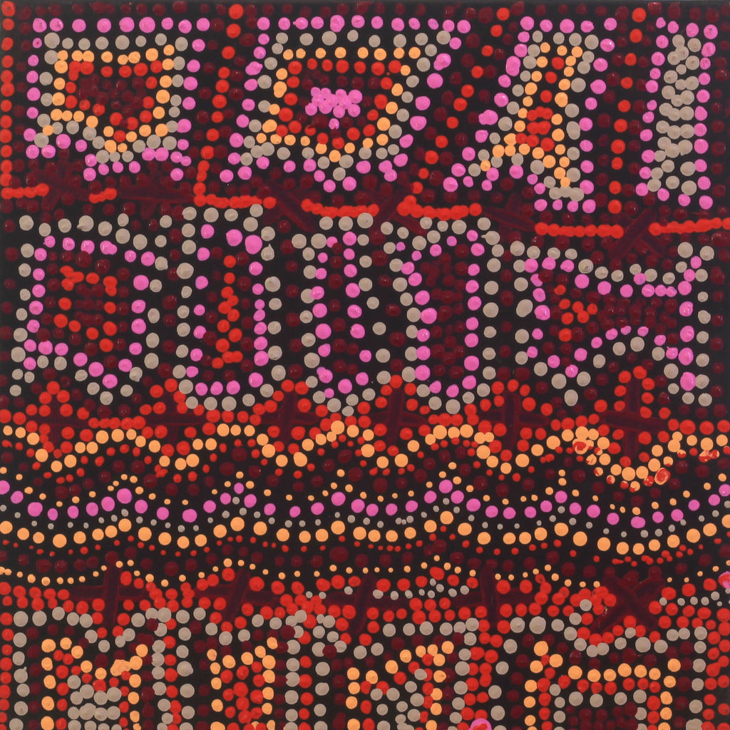 Aboriginal Art by Kershini Napaljarri Collins,  Ngatijirri Jukurrpa (Budgerigar Dreaming), 30x30cm - ART ARK®