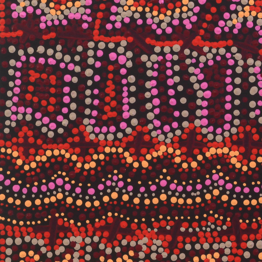 Aboriginal Artwork by Kershini Napaljarri Collins, Ngatijirri Jukurrpa (Budgerigar Dreaming), 30x30cm