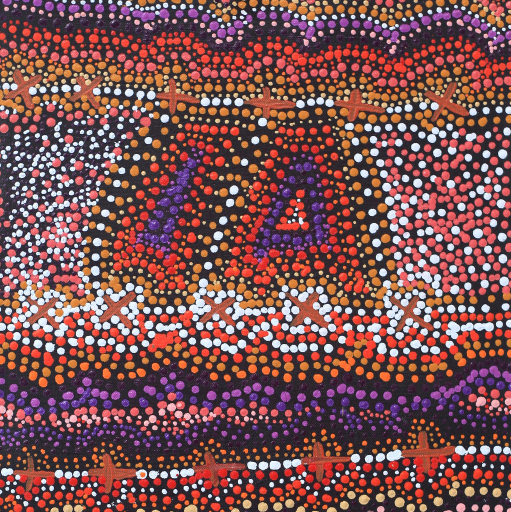 Aboriginal Art by Kershini Napaljarri Collins, Ngatijirri Jukurrpa (Budgerigar Dreaming), 61x30cm - ART ARK®