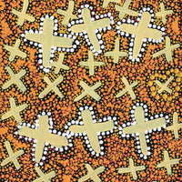 Aboriginal Artwork by Kershini Napaljarri Collins, Ngatijirri Jukurrpa (Budgerigar Dreaming), 76x30cm