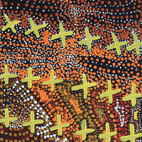 Aboriginal Artwork by Kershini Napaljarri Collins, Ngatijirri Jukurrpa (Budgerigar Dreaming), 76x30cm
