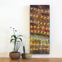 Aboriginal Artwork by Kershini Napaljarri Collins, Ngatijirri Jukurrpa (Budgerigar Dreaming), 76x30cm