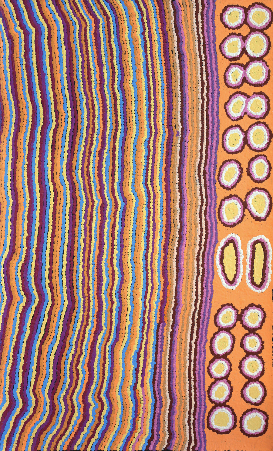 Aboriginal Artwork by Kieran Japangardi Michaels, Lappi Lappi Jukurrpa, 76x46cm