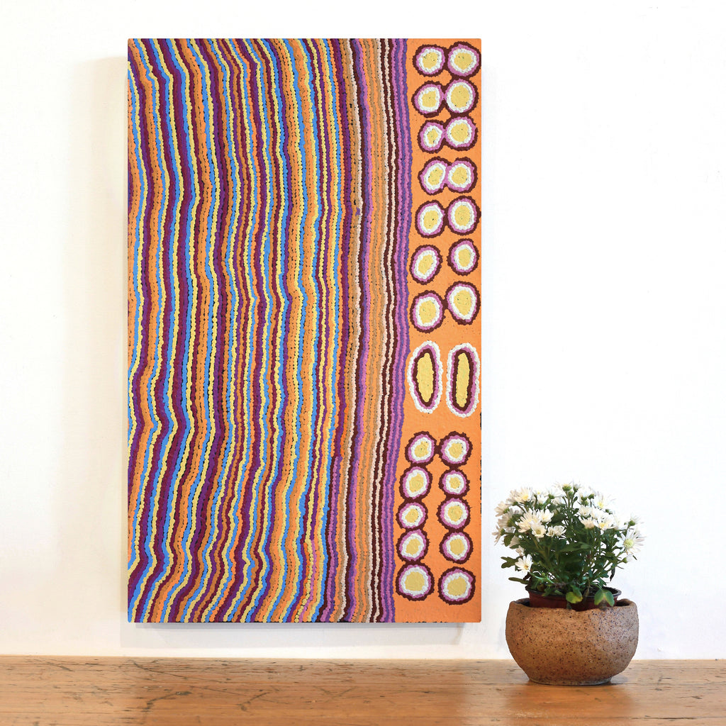 Aboriginal Artwork by Kieran Japangardi Michaels, Lappi Lappi Jukurrpa, 76x46cm