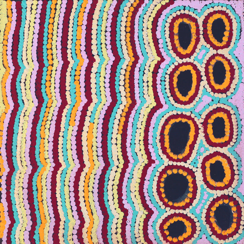 Aboriginal Artwork by Kieran Japangardi Michaels, Lappi Lappi Jukurrpa, 30x30cm