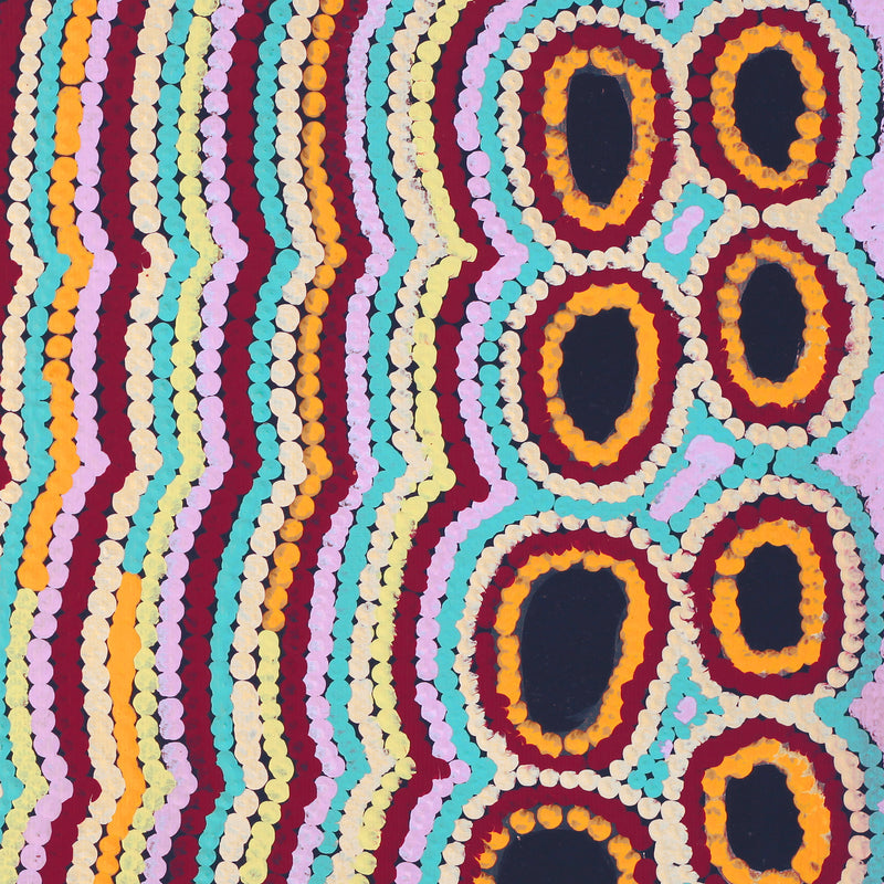 Aboriginal Artwork by Kieran Japangardi Michaels, Lappi Lappi Jukurrpa, 30x30cm